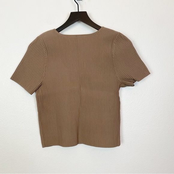 Madewell Ottoman Crop Sweater NL209 Umber Brown Ribbed Fitted - Picture 5 of 9